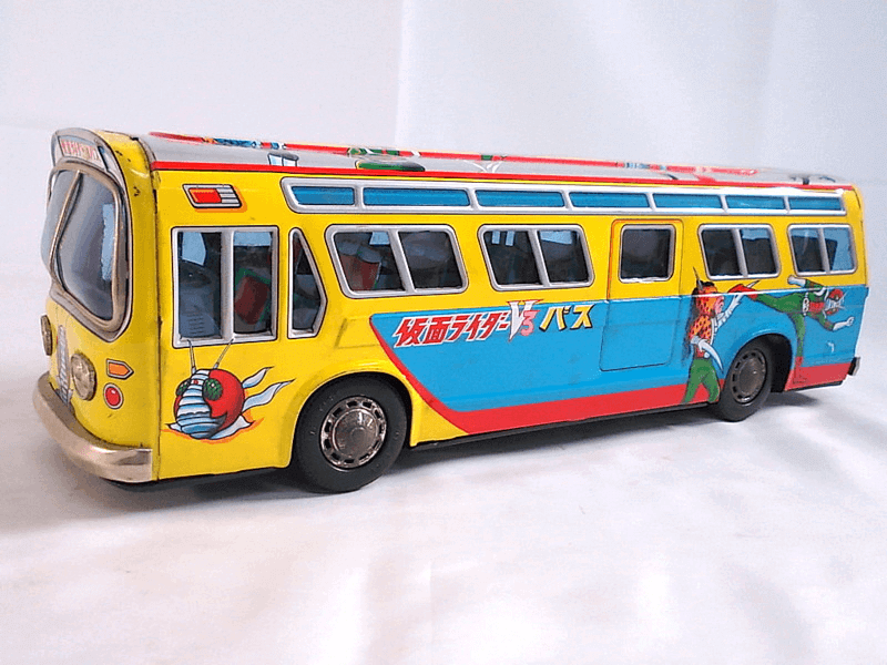 マスダヤ 仮面ライダーV3 バス　ブリキが届きました！大量のご依頼も数多くご対応をさせて頂いております。