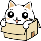 ダンボールから顔を出すネコ
