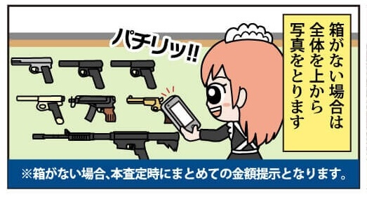トイガン 買取の流れ漫画版 わからなくても大丈夫。事前に写真を送ってくれるとうれしいニャ